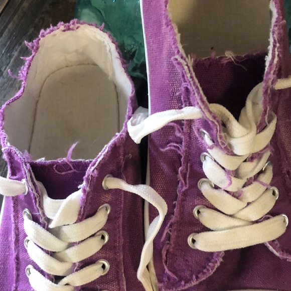 Women's Purple Low-top Canvas Casual Lace Up Sneakers Shoes Sz 9 Summer Beach - Picture 13 of 16